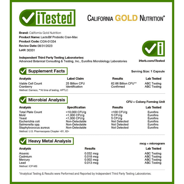Lactobif Probiotics, Cran-Max, 25 Billion CFU, Cranberry Concentrate with Bio-Shield 8 Active & Clinically Researched Probiotic Strains, Individually Double-Foil Blister Sealed, 30 Veggie Capsules