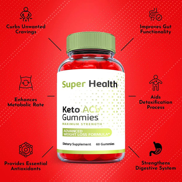 (5 Pack) Super Health Keto ACV Gummies - Supplement for Weight Loss - Energy & Focus Boosting Dietary Supplements for Weight Management & Metabolism - Fat Burn - 300 Gummies