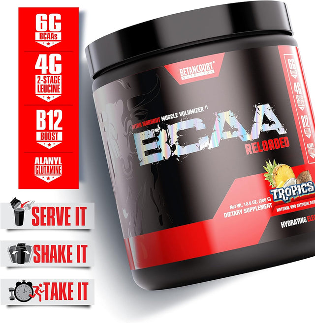 Betancourt Nutrition BCAA Reloaded Intra Workout Muscle Volumizer | Hydrating Electrolytes | Muscle Growth & Recovery | 30 Servings (Tropics)