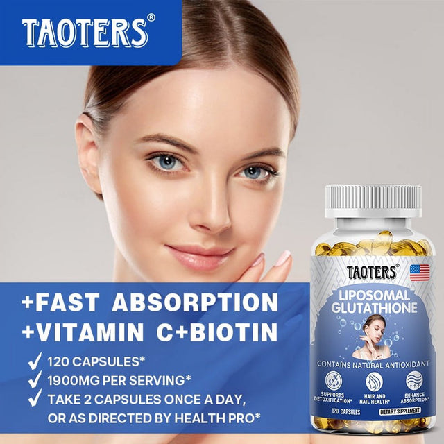 TAOTERS Liposomal Glutathione Supplement Capsules - Immune Health Support, Liver Support, Skin Support