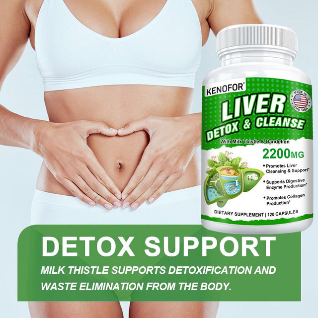 KENOFOR Liver Cleanse Detox & Repair for Liver Detoxification, Digestion and Cleansing - Liver Support Supplement with Milk Thistle, Turmeric, Ginger, Dandelion and More.