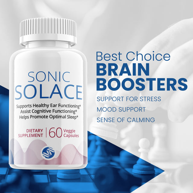 (2 Pack) Sonic Solace - Brain Boost Supplement - Dietary Supplement for Focus, Memory, Clarity, Cognitive, Nootrpic - Advanced Hearing Support Formula for Maximum Strength - 120 Capsules