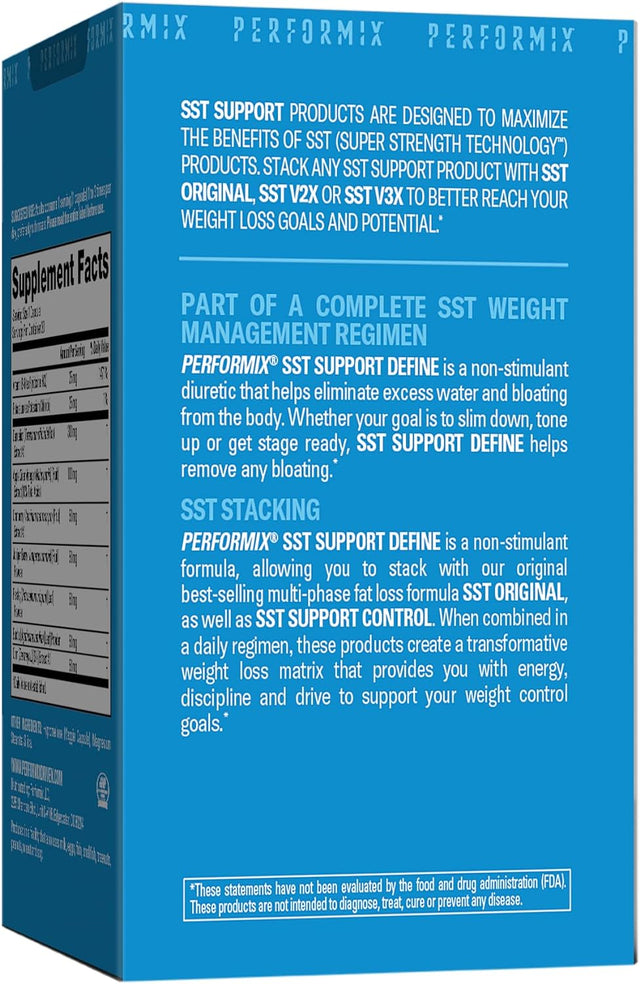 PERFORMIX SST Support Define Non-Simulant Diuretic - 60 Veggie Capsules - Reduce Water and Bloating - Support Urinary Tract Health & Full Body Cleanse with Dandelion Extract & Apple Cider Vinegar