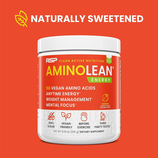 RSP Nutrition Mango Aminolean Amino Acid Supplement Powder, 8.29 OZ