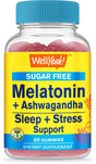 Wellyeah Melatonin (2Mg) with Ashwagandha (850Mg) Sugar Free Gummies - Sleep Aid & Stress Relief Supplement - with Chamomile, Lemon Balm, Lavender, and Valerian - Natural Blackberry Flavor - 60 Count