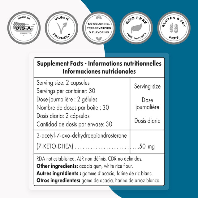 Supersmart - 7-Keto DHEA Supplement 25 Mg (7-OXO-DHEA) - Natural DHEA Metabolite - Weight Management | Clean Label | Non-Gmo & Gluten Free (1 Count (Pack of 60))