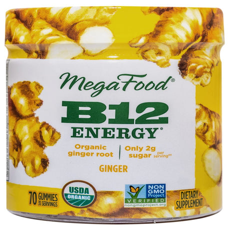 Megafood B12 Energy - Vitamin B12 Gummy for Cellular Energy Support - Vegan, Gluten-Free, Non-Gmo - Ginger - 70 Gummies (35 Servings)