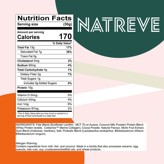 Natreve Keto Collagen Protein Powder, Chocolate Fudge Brownie, 1.1 Lb