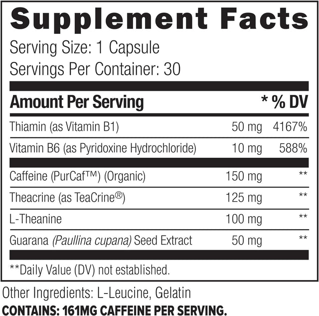 UMZU Miracle Morning - Natural Energy Supplements - with Caffeine, L-Theanine, Thiamin & More - Focus & Energy Pills - 30 Day Supply - 30 Capsules