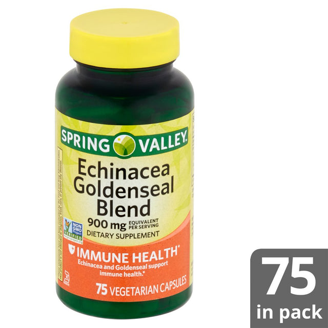 Spring Valley Echinacea Goldenseal Blend Dietary Supplement, 900 Mg, 75 Vegetarian Capsules