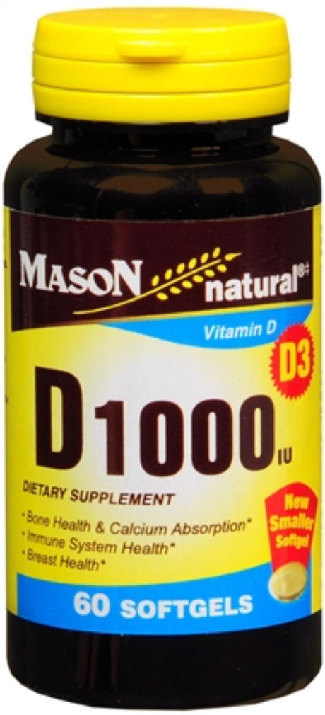 Mason Natural Vitamin D1000 IU Softgels 60 Soft Gels (Pack of 2)