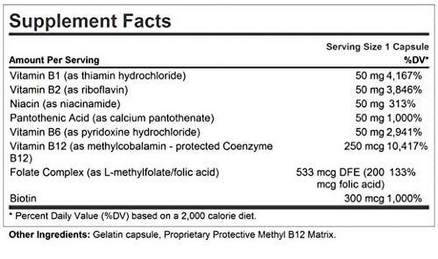 Andrew Lessman High Potency B-Complex 180 Capsules - with High Levels of Folate Complex & Biotin, Promotes Cellular Growth, Energy, Immune Function, Detoxification, Fat Metabolism & Mor