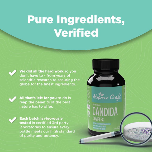 Nature'S Craft Candida Complex 60 Capsules - Probiotics, Digestive Enzymes & Oregano Leaf Extract