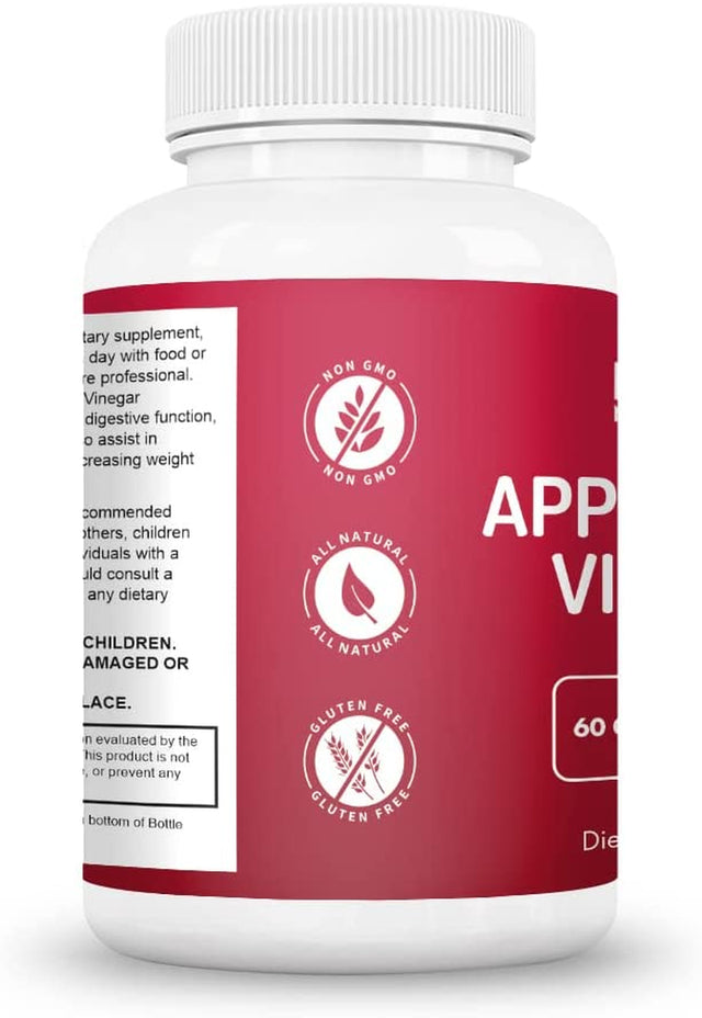 Apple Cider Vinegar Capsules, Weight Loss Appetite Suppressant Pills, ACV Supplement, Extra Strength 1300Mg per Serving, All Natural, Non-Gmo, Vegan Diet Metabolism Booster