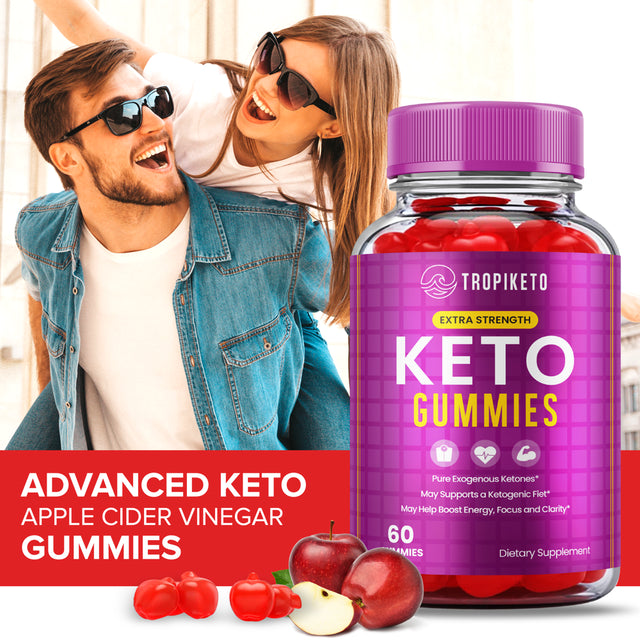 (3 Pack) Tropiketo Keto Gummies for Weight Loss Tropi Keto ACV Gummies Extra Strength Apple Cider Vinegar Supplement (180 Gummies)