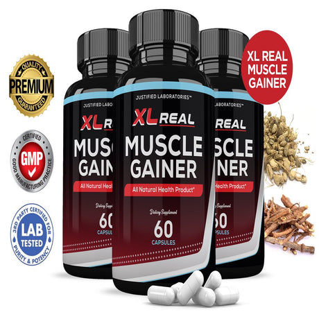 (3 Pack) XL Real Muscle Gainer Men’S Health Supplement 1484Mg 180 Capsules