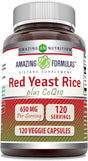 Amazing Formulas Red Yeast Rice 600 Mg plus Co Q-10 50 Mg 120 Vegetarian Capsules (Non-Gmo,Gluten Free) Supports Cardiovascular Health,Healthy Weight Management and Overall Healthy and Well Being