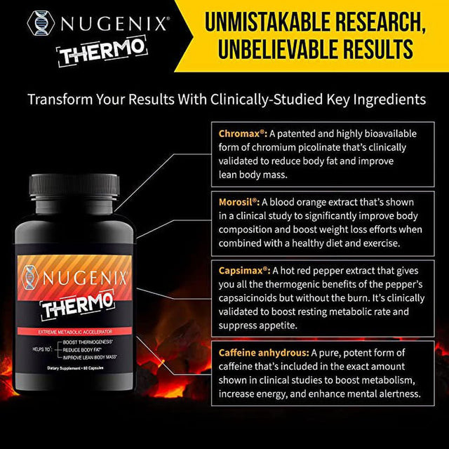 Nugenix Thermo Thermogenic Fat Burner Supplement Pills for Men Extreme Metabolic Accelerator 42 Capsules *EN