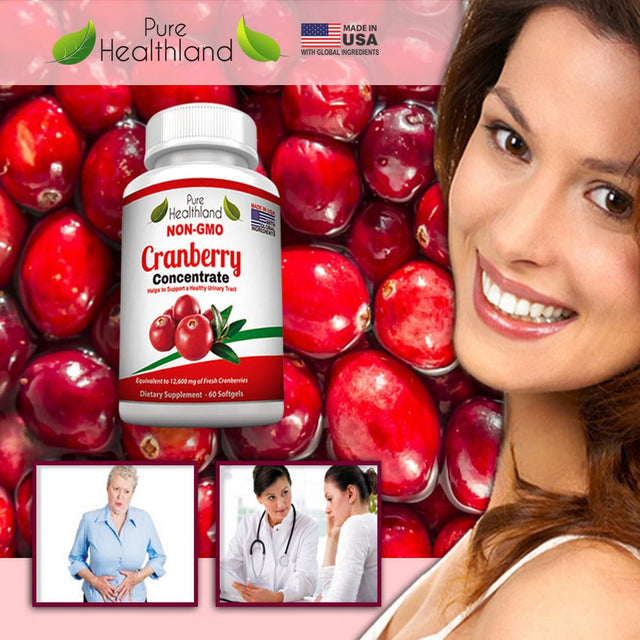 NON GMO Cranberry Concentrate Supplement Pills for Urinary Tract Infection UTI. Equal to 12600 Mg Fresh Cranberries! Promote Kidney Urinary Bladder Health. No Sugar HIGH POTENCY FREE 2 Day DELIVERY