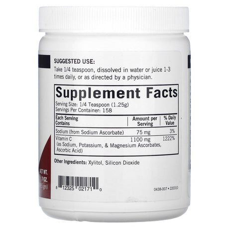 Kirkman Labs Buffered Vitamin C Powder, Unflavored, 7 Oz (198.5 G)