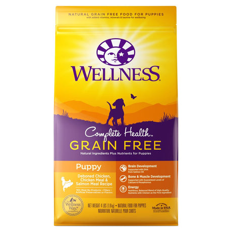 Wellness Complete Health Natural Grain Free Dry Puppy Food, Chicken & Salmon, 4-Pound Bag