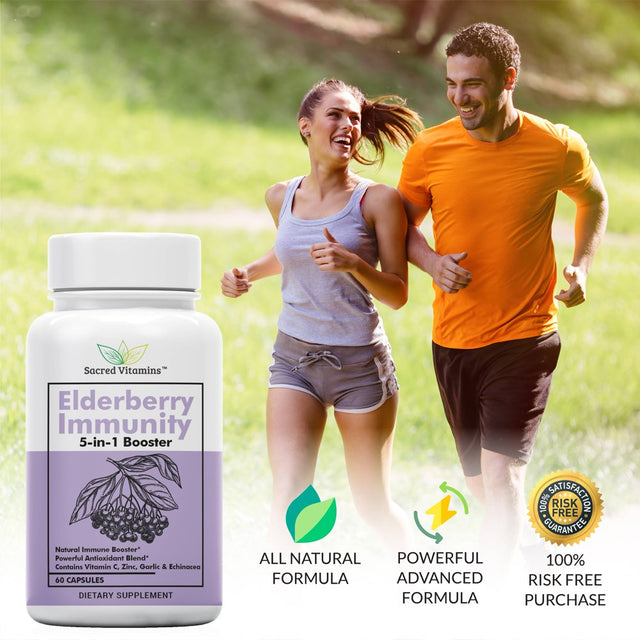 Premium Elderberry Immune Support Supplement - Immune Booster for Adults with Vitamin C, Elderberry, & Zinc - Immune System Booster, Packed with Antioxidants for Overall Wellness (2-Pack)