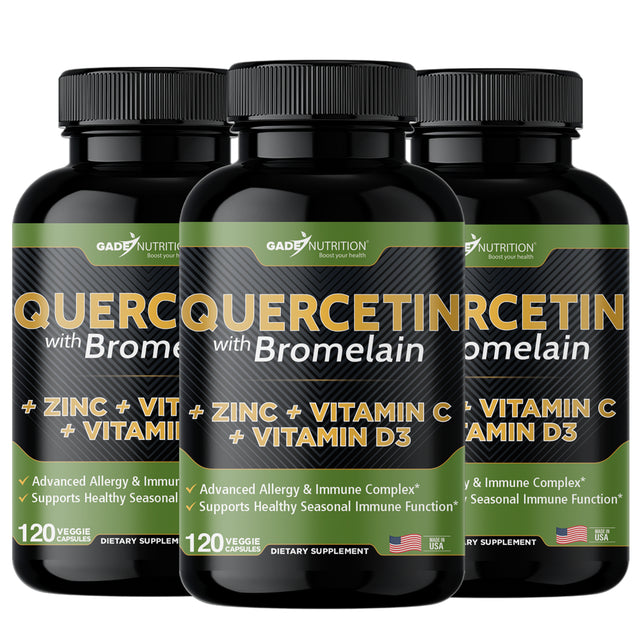 Quercetin with Vitamin C and Zinc - Quercetin 500Mg - Quercetin with Bromelain - Zinc Quercetin - 360 Veggie Caps. Daily Supplement with Vitamin D3 (Non-Gmo, Gluten-Free, Vegan) 6 Month Supply