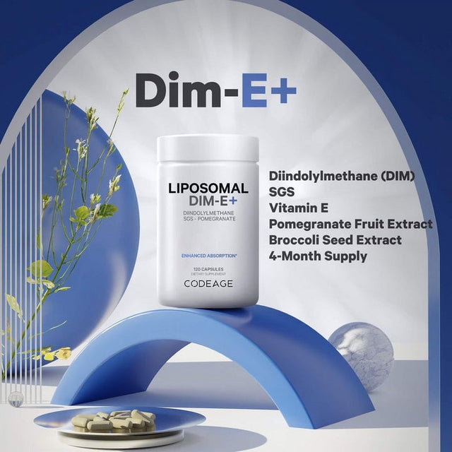 Codeage Liposomal DIM-E, Diindolylmethane, Antioxidant SGS Vitamin E Tocopherols & Isomers, 120 Ct