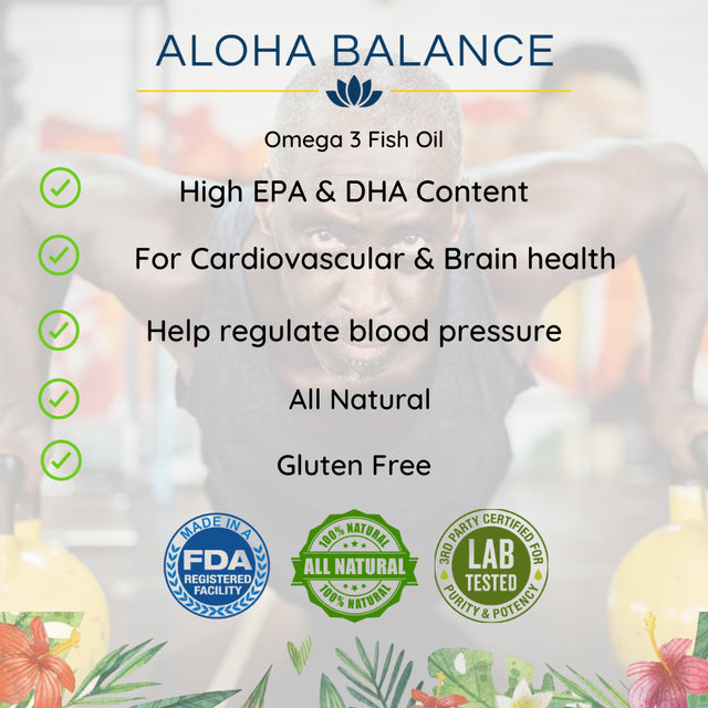 Fish Oil - Omega 3 with Lemon Flavor - High EPA & DHA Content by Aloha Balance