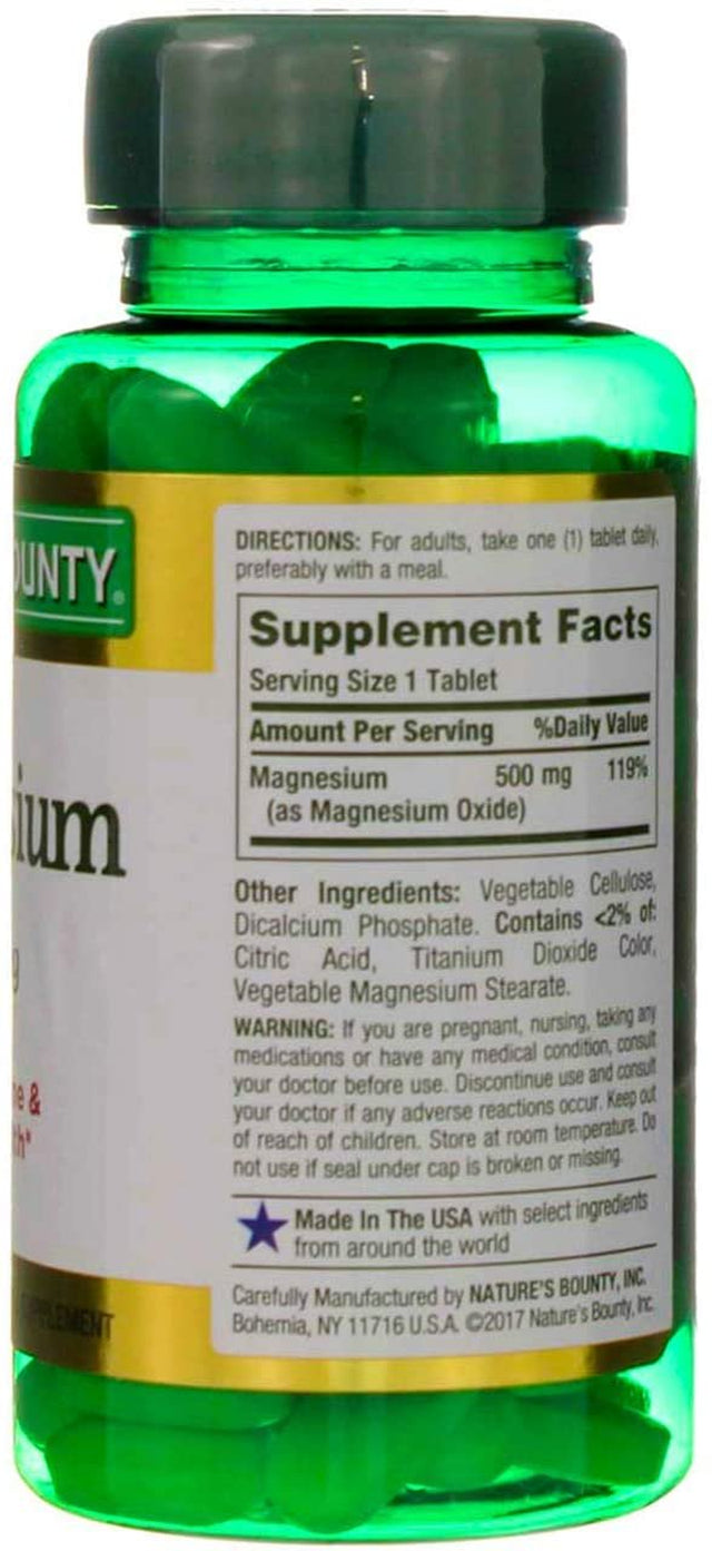 Nature'S Bounty Magnesium 500Mg Supports Muscle Health, 100 Ct