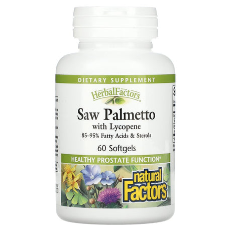 Natural Factors, Herbalfactors, Saw Palmetto with Lycopene, 60 Softgels