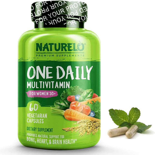 NATURELO One Daily Multivitamin for Women 50+ (Iron Free) - Menopause Support for Women over 50 - Whole Food Supplement - Non-Gmo - No Soy - 60 Capsules