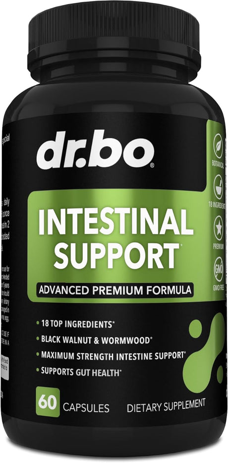 DR. BO Gut Health Herbal Support - 18 Ingredients Cranberry, Garlic, Apple, Carrot, Papaya and Goldenseal to Support Digestive Health - 60 Capsules