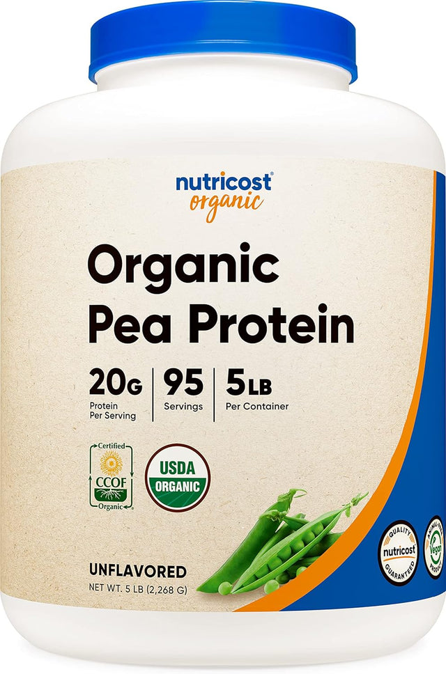 Nutricost Organic Pea Protein Isolate Powder (5LBS) - Unflavored, Certified USDA Organic, Protein from Plants, Vegetarian Friendly, Gluten Free, Non-Gmo