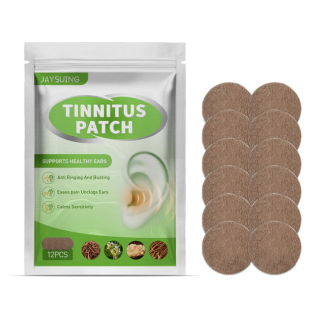 Jaysuing 12Pcs Tinnitus Patches Herbal Formula Skin Friendly Fit Acupoints Relieve Tinnitus Improve Buzzing