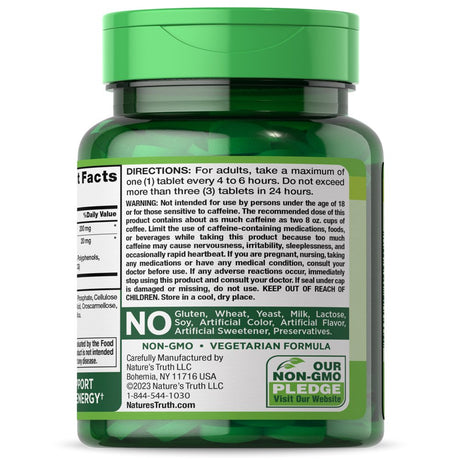 Caffeine Pills 220Mg with Green Tea Extract | 120 Count | Vegetarian, Non-Gmo & Gluten Free | by Nature'S Truth