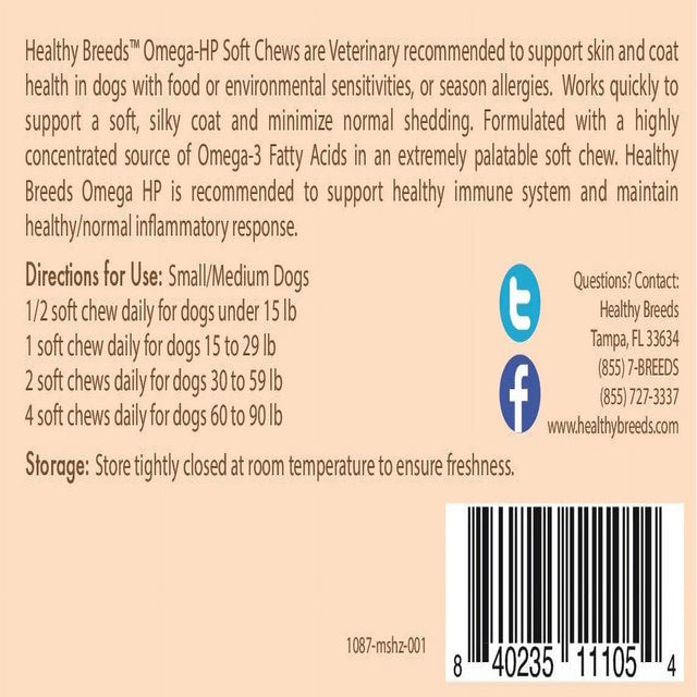 Healthy Breeds Miniature Schnauzer Omega HP Fatty Acid Skin and Coat Support Soft Chews