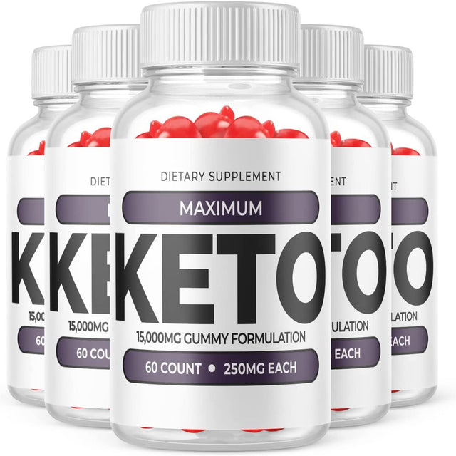 (5 Pack) Maximum Keto Gummies - Supplement for Weight Loss - Energy & Focus Boosting Dietary Supplements for Weight Management & Metabolism - Fat Burn - 300 Gummies