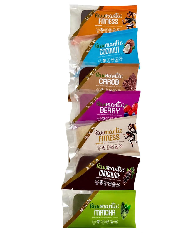 Rawmantic Fitness Chocolate Vegan Energy Bars - 2.1 Oz (Pack of 12) - Chocolate Snack Bars - Dairy, Nut and Sugar Free Chocolate Energy Snacks - Non-Gmo Vegan Bars