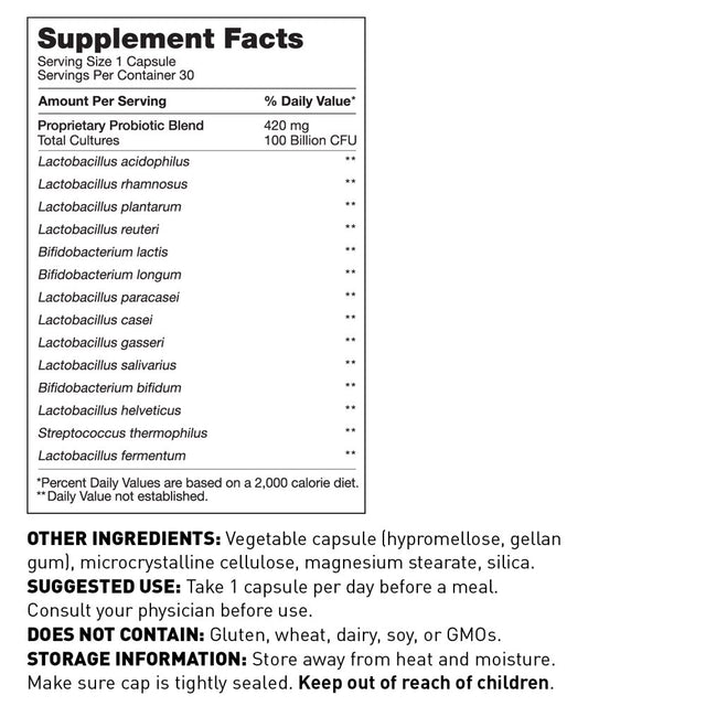 Dr. Amy Myers Best Probiotics 100 Billion CFU per Capsule - for Women & Men - Powerful Combination of Doctor Approved Strains - Supports Healthy Digestion and Gut Microbiome - One Month Supply