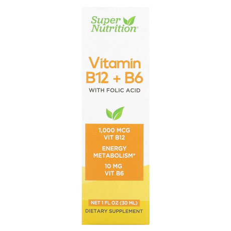 Super Nutrition Vitamin B12 + B6 with Folic Acid, 1 Fl Oz (30 Ml)