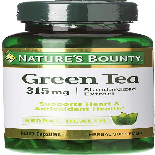 Nature'S Bounty Green Tea Pills and Herbal Health Supplement, Supports Heart and Antioxidant Health, 315Mg, 100 Capsules