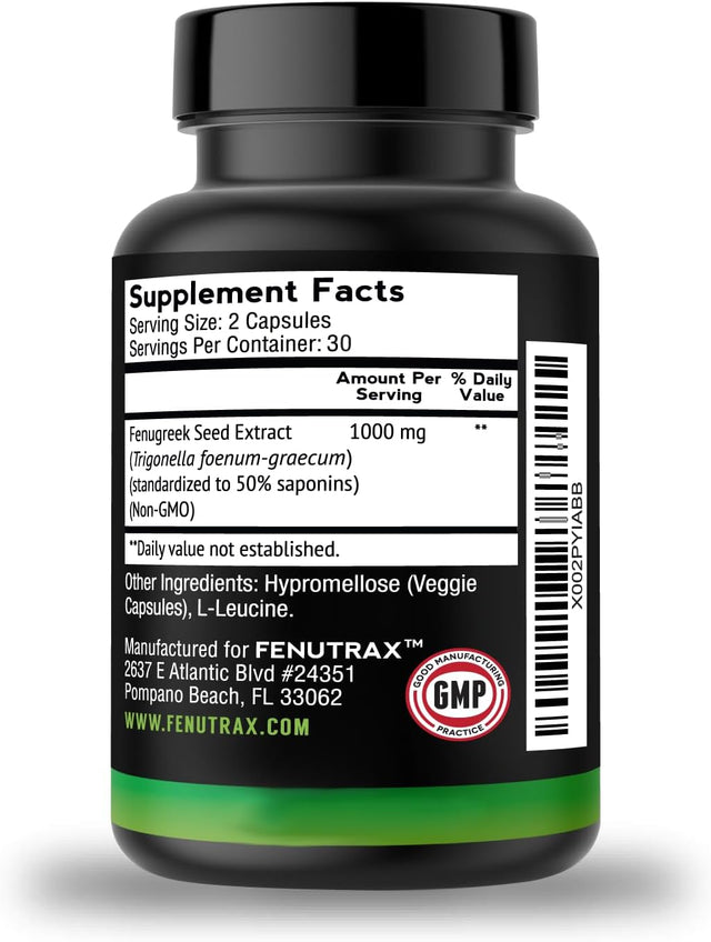 Vitamonk Fenutrax™ Fenugreek Extract 1 Months Supply - Stronger than Testofen - High-Potency (50%) - Testosterone Support for Men - Muscle Growth, Energy, and Drive (60 Capsules)