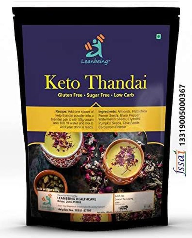 Leanbeing Keto Badam Pista Thandai Premix 200Gm |Sugar-Free, Organic, Gluten-Free, Low Carb, Ultra-Low Gi, Vegan.