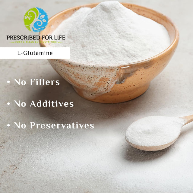 Prescribed for Life L Glutamine Powder | Pure L-Glutamine Amino Acids Supplement for Gut Health & Muscle Recovery | Gluten Free, Vegan, Kosher, Non GMO (4 Oz / 113 G)