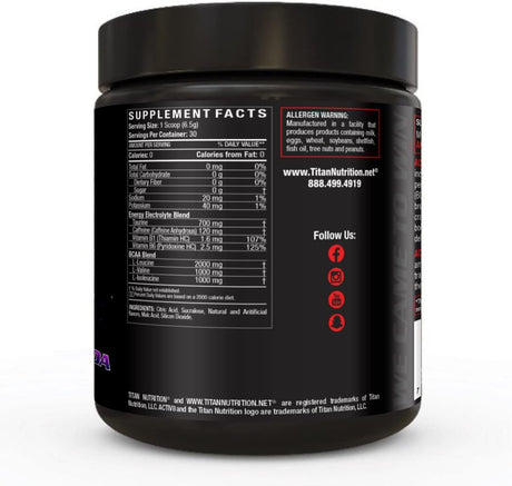 Titan Nutrition Activ8- Bcaa'S with Caffeine and Electrolytes for Sustained Energy and Mental Focus (Grape Soda)