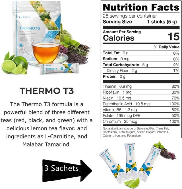 Fuxion Fast Acting Ketosis W. Exogenous Ketones Drink Thermo T3 Raspberry Lemon Tea Flavor,Thermogenic Boost before Excercise(3 Sachets)