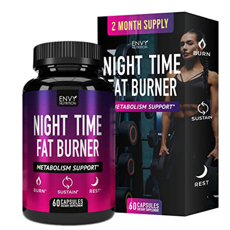 Night Time Fat Burner - Carb Blocker, Metabolism Booster, Appetite Suppressant and Weight Loss Diet Pills for Men and Women with Green Coffee Bean Extract and White Kidney Bean - 60 Capsules