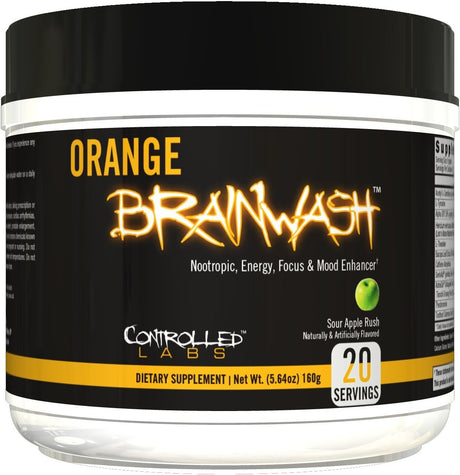 CONTROLLED LABS Orange Brainwash Powder, Enhanced Energy, Focus, and Mental Cognition, 20 Servings Brainnootropic, Helps Increase Stamina and Endurance