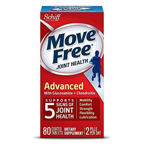 Move Free Triple Strength Glucosamine Chondroitin and Hyaluronic Acid Joint Supplement, 80 Count